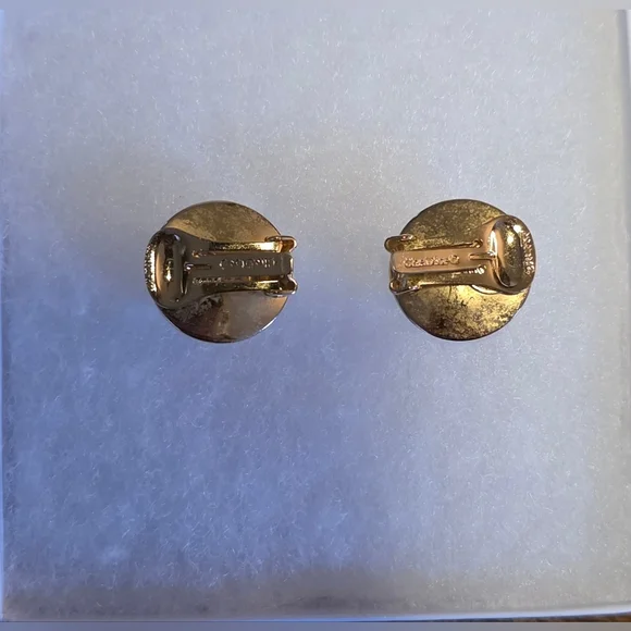 Christian Dior Vintage Goldtone Pearl Rhinestone Halo Clip On Earrings - Picture 4 of 5